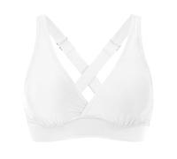 Femmes Maillots de bain élastiques hauts à Armatures couverture complète Skin de Bikini Push Up Maillot de Bain Skin Court Cravate DOS Maillot de Bain Hauts, Blanco, XXL