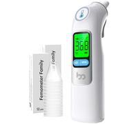 Femometer Family Termómetro de oído, termómetro digital infrarrojo para bebé y adulto, con 24 tapas protectoras desechables (blanco)