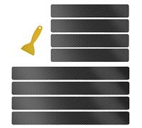 FEMONGY Protector Puertas Coche, 8 Piezas Universal para Umbral de Puerta de Coche Parachoques Protector Proteger Pegatinas con Raspador, Vinilo Fibra Carbono Prueba de Rayones Usable
