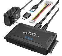 FEMORO Lector de disco duro IDE SATA a USB 3.0 + adaptador USB C, kit de convertidor de recuperación de datos 3 en 1 con fuente de alimentación de 12 V/2 A para unidad interna SSD de 2.5 pulgadas HDD