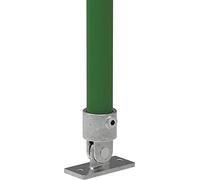 Fenau | Puntal/base con bisagra variable, Ø 48,3 mm, empalme de tubo, brida inferior, fundición maleable, galvanizado en caliente, incl. tornillos