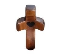 Fenayuu 1 cruz de madera tallada, cruz de amor tallada a mano, regalo motivador, cruz de madera en forma de corazón, cruz de pulgar, para aliviar el estrés, oración, oración, oración, bautizo