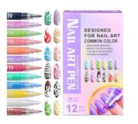 Fenayuu Rotuladores de Esmalte de Uñas | 12 Colores de Pintura para Dibujar de Secado Rápido | Bolígrafos para Dibujar en Uñas,Para Principiantes Adolescentes Mujeres Noche De Manicura Niñas Niños