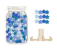 Fenayuu Vidrio de estrellas,64 Piezas Madera Motivacional Herramienta de Enseñanza,Herramientas de Gestión de Clases | Para el Hogar Niños Niños Jardín de infantes Escuela Primaria Orinal Tiempo de