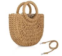 FENBEN Bolso bandolera de paja para mujer, de verano, playa, tejido de ratán, marrón, talla única