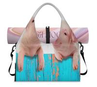 Fence Funny Pigs - Bolsa deportiva de lona para mujeres y hombres, bolsa de fin de semana con compartimento para zapatos, bolsa de hombro para yoga, gimnasio, viajes, color, L, Organizador de bolsas
