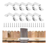 Fence Post Brackets - Fence Support Post Clips | 304 Stainless Steel | 10 Pieces, 80x20mm, Shockproof, Screw-On, for Concrete Wooden Fences
