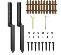 Fence Repair Kit, 2 Fence Mender, Weatherproof Heavy Duty Easy Installation Galvanized Steel Ground Spike for Stabilizing Broken or Wood Posts, Black