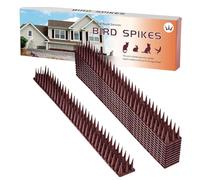 Fence Spikes, Bird Spikes, Animal Damper Strips, Rustproof ABS Material, Easy Installation Design, Garden Balcony Yard Use, 4.13x1.85x17.13 Inches, Brown Color, 12 Pieces