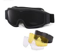 Fencelly Gafas tácticas de seguridad con 3 lentes intercambiables, para deportes al aire libre, gafas militares para airsoft, visión nocturna, resistencia a los impactos, gafas seguras para montar en