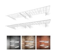 Fencer Wire Paquete de 2 estantes de pared de garaje de 1.5 x 6 pies, incluye 8 ganchos, estante de pared blanco o negro, sistema de almacenamiento de pared de garaje resistente, estantes flotantes de