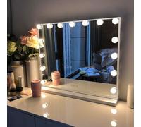 FENCHILIN Espejo Hollywood de Maquillaje con Luz, Tocador con 15 Bombillas LED Rgulables y Puerto USB Tipo C - Espejo de Pared o Mesa, 58x46 cm