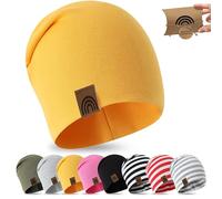 fenchi's AUSTRIA Gorro para niños de 6 a 3 años, 48 - 52 cm, con diseño de primavera, en paquete de regalo, algodón, amarillo, Talla única