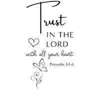 Fencosyn Calcomanía de pared con texto en inglés "Trust in the Lord with All Your Heart", proverbios 3:5-6, versículo de la Biblia, calcomanía de vinilo para decoración del hogar