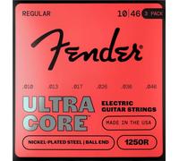 Fender 1250 Ultracore Cuerdas Guitarra Eléctrica Acero Niquelado .010-.046 | 3x juegos calibre 10-46, acero niquelado, extremo de bola, duraderas, principiantes y avanzados, guitarra eléctrica
