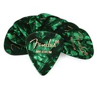 Fender 351 - Púas de celuloide para guitarra, paquete de 12, Green Moto, medianas