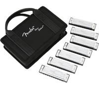 Fender Blues Deluxe Set 7 Armónicas Diatónicas para Blues con Estuche | Armónica diatónica de 10 agujeros, tonalidades CGADFE Bb, para principiantes y profesionales, sonido blues clásico