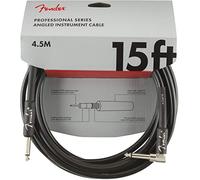 Fender Cable de Guitarra Professional Series Recto/Angular Negro 15ft | Cable de guitarra de bajo ruido, conductor de cobre libre de oxígeno, conectores jack de 1/4" niquelados