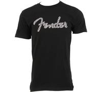 Fender Camiseta ondulada a cuadros con logotipo de espagueti, 100 % algodón, cuadros rosados, talla L