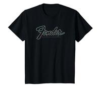 Fender Centered Design Logo Classic Camiseta, Niños, Negro, 12 años