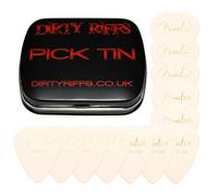 Fender Classic Celluloid Typ 351 Gitarrenplektren (3 pro Größe, je 3 x Fino, Medio, Pesado, Muy pesado, en Plektrumdose von Riffs sucios) Weiß, 12 Stück