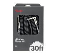 Fender Contour Cable Coiled Guitarra Eléctrica Recto/Angulado 30ft Negro | Cable de instrumento en espiral, cobre libre de oxígeno, bajo nivel de ruido, conectores jack de 1/4" niquelados