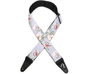 Fender Correa de Guitarra Floral Acolchada Ancha 5 cm, Gris | Acolchada 5 cm, diseño floral gris, guitarra eléctrica & acústica, accesorio Fender original, cómoda para tocar