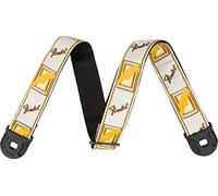 Fender® Correa para guitarra con sistema de seguridad para cinturón de seguridad, poliéster, 1 unidad, color blanco, amarillo y marrón