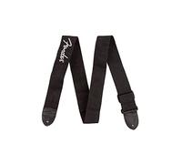 Fender Correa para Guitarra, Poliéster con Logo Gris, Ajustable 33”-53”, Negro