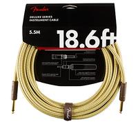 Fender Deluxe Cable de Guitarra Tweed, Conectores Dorados, 5.6 m | Cable de guitarra premium, 99% cobre libre de oxígeno, conectores chapados en oro de 24 quilates, señal sin ruido