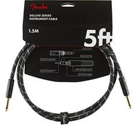 Fender Deluxe Cable de Instrumento Tweed Recto 5ft | Cable para guitarra eléctrica, conectores dorados, sin ruido, blindaje superior, tweed vintage, para escenario y estudio