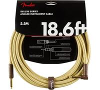 Fender Deluxe Cable Instrumento Tweed Conector Dorado Recto/Angulado 5.6m | Cobre 99% libre de oxígeno, conectores de 1/4" chapados en oro de 24 quilates, bajo nivel de ruido