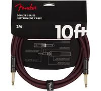 Fender Deluxe Tweed Cable de Guitarra Edición Limitada Oxblood 10ft | Cable premium trenzado, bajo ruido, guitarra eléctrica y amplificador, uso en escenario, conectores recto, edición limitada