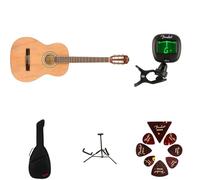Fender FA-25N Kit de Guitarra Acústica con Cuerdas de Nylon para Principiantes, incluye Afinador, Púas, Soporte para Guitarra y Estuche Acolchado