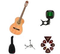 Fender FA-25N Kit de Guitarra Acústica de Tamaño 3/4 con Cuerdas de Nylon para Principiantes, incluye Afinador, Púas, Soporte para Guitarra y Estuche Acolchado
