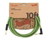 Fender Festival Cable de Guitarra Angulado Verde 3M | Cable instrumento musical, conector en ángulo, bajo ruido, guitarra eléctrica & bajo, resistente, ideal para escenario