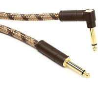 Fender Festival Cable de instrumento de cáñamo recto a ángulo recto, cable de guitarra de 3 metros, rayas marrones