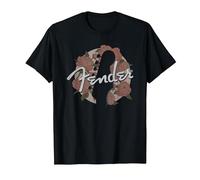Fender Floral Circle Guitar Silhouette Camiseta, Hombre, Negro, 5XL