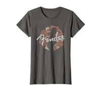 Fender Floral Circle Guitar Silhouette Camiseta, Mujer, Asfalto, S