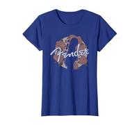 Fender Floral Circle Guitar Silhouette Camiseta, Mujer, Azul Real, L