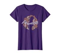 Fender Floral Circle Guitar Silhouette Camiseta, Mujer, Morado, XS