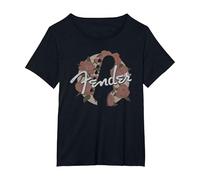 Fender Floral Circle Guitar Silhouette Camiseta, Mujer Tallas Grandes, Negro, 5XL Grande
