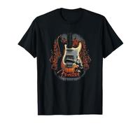 Fender Guitar Flaming Rose Garden Portrait Camiseta