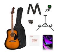 Fender guitarra acústica California Debut Redondo 2TS, funda, correa, cable, púas, soporte para guitarra