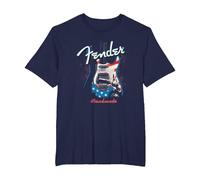 Fender Handmade Guitars 4th of July American Flag Camiseta, Hombre Tallas Grandes, Azul Marino, 2X Alto