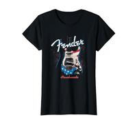 Fender Handmade Guitars 4th of July American Flag Camiseta, Mujer, Negro, XL