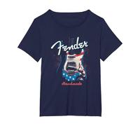 Fender Handmade Guitars 4th of July American Flag Camiseta, Mujer Tallas Grandes, Azul Marino, 4XL Grande