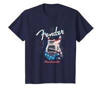 Fender Handmade Guitars 4th of July American Flag Camiseta, Niños, Azul Marino, 2 años