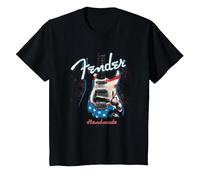 Fender Handmade Guitars 4th of July American Flag Camiseta, Niños, Negro, 4 años
