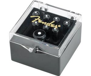 Fender - Juego de pasadores para puente, negro con punto blanco